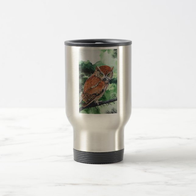 Original artwork "owl" travel mug (Center)