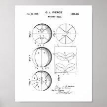 Original Basket Ball Patent, Vintage Ball Poster
