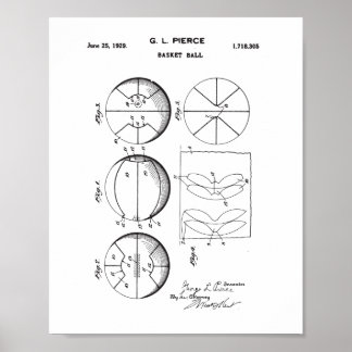 Original Basket Ball Patent, Vintage Ball Poster