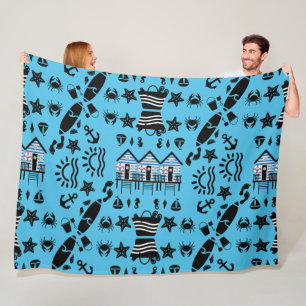 Original Beach Sand And Sea Themed Fleece Blanket