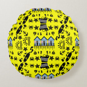 Original Beach Sand And Sea Themed Round Cushion