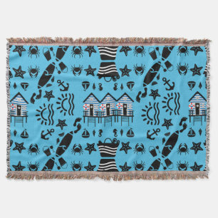 Original Beach Sand And Sea Themed Throw Blanket