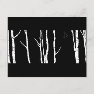 Original bird and silver birch artwork postcard