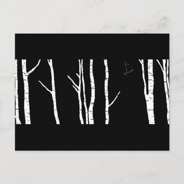 Original bird and silver birch artwork postcard (Front)