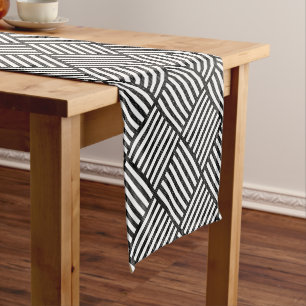 Original BLACK AND WHITE DOUBLE DIAMOND PATTERN Short Table Runner