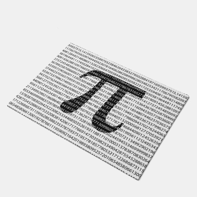 Original black number pi day mathematical symbol doormat (Angled)