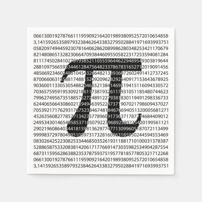 Original black number pi day mathematical symbol napkin (Front)