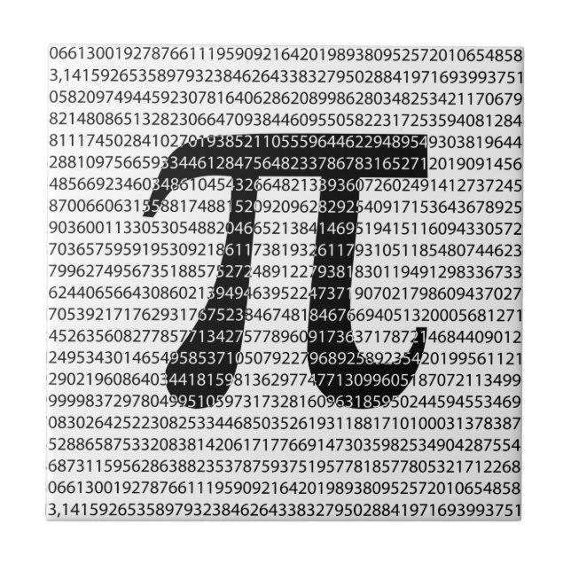 Original black number pi day mathematical symbol tile (Front)