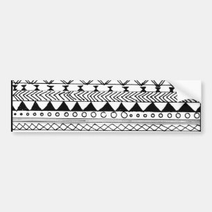 Original black white hand drawn aztec pattern bumper sticker