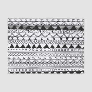 Original black white hand drawn aztec pattern tissue paper