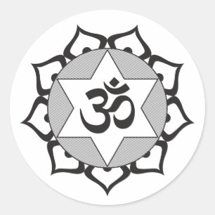 Original Black Yoga OM Symbol Classic Round Sticker