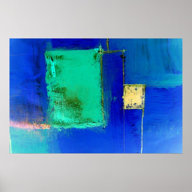 Original Blue Abstract Poster Abstract Art Prints (Front)