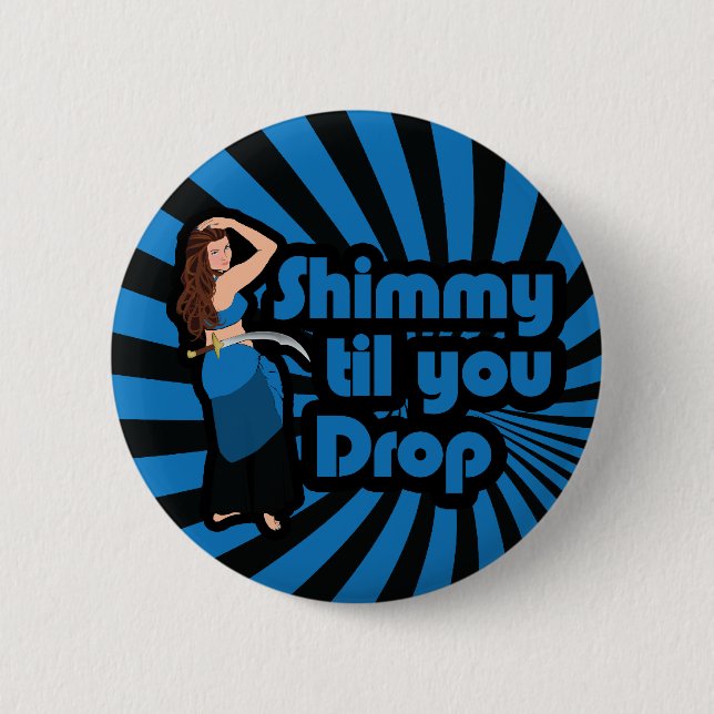 Original Blue and Black Belly Dancer 6 Cm Round Badge (Front)