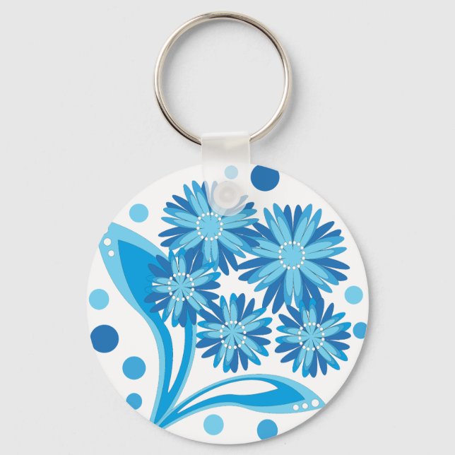 Original blue flowers key ring (Front)