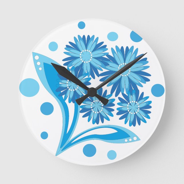 Original blue flowers round clock (Front)