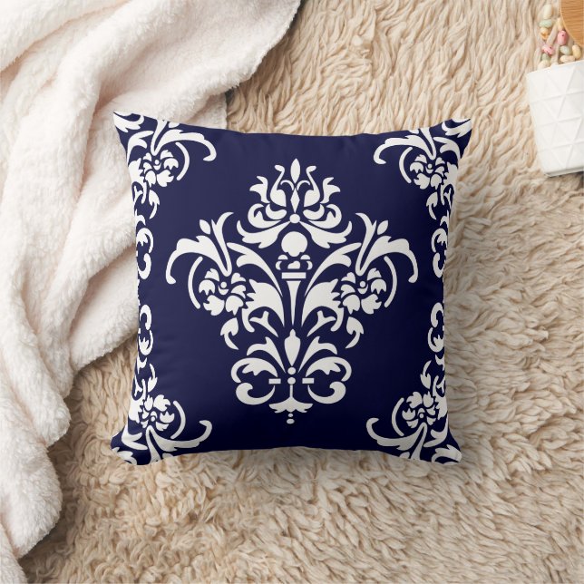 Original Blue Red White Damask by SocialiteDesigns Cushion (Blanket)
