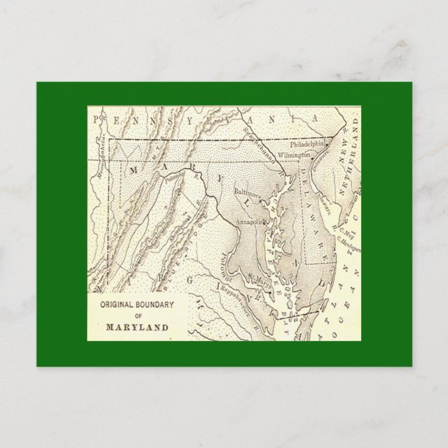 Original Boundaries of Maryland Postcard (Front)