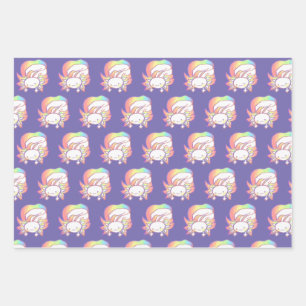 Original Bright Colourful Axolotl Art  Wrapping Paper Sheet