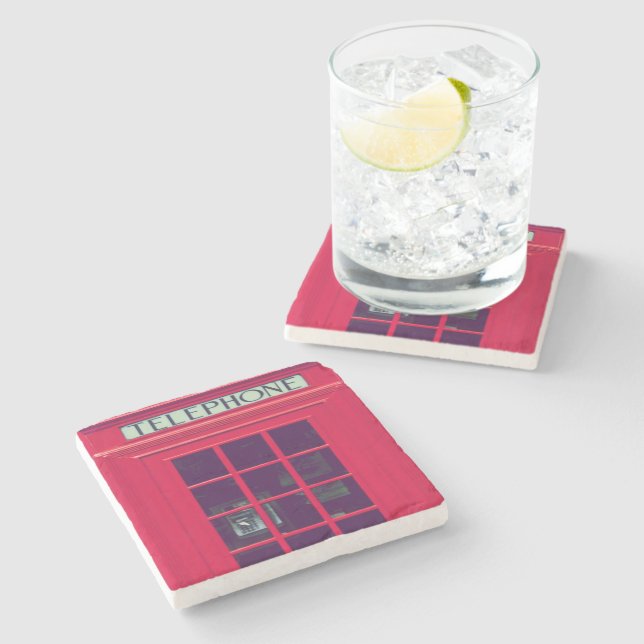 Original british red phone box stone coaster (Side)