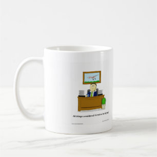 Original cartoon, showing daydreaming flyer coffee mug