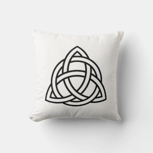 Original Celtic Triquetra Knot black icon Cushion