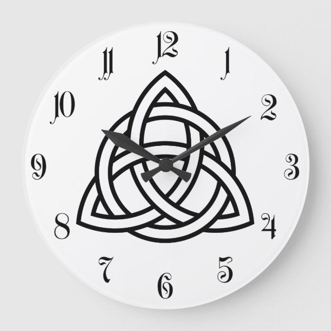 Original Celtic Triquetra Knot black icon Large Clock (Front)