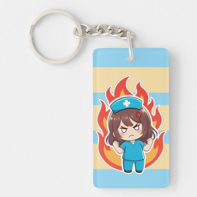 Original Chibi Nurse 3.0 - Angry Key Ring (Front)