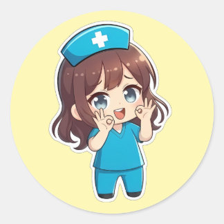 Original Chibi Nurse 3.0 - Ok Classic Round Sticker