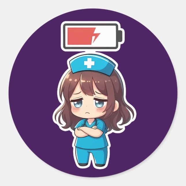 Original Chibi Nurse 3.0 - Powerless Classic Round Sticker (Front)