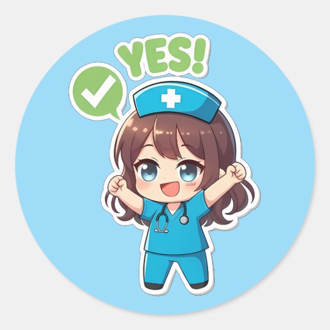 Original Chibi Nurse 3.0 - Yes Classic Round Sticker (Front)