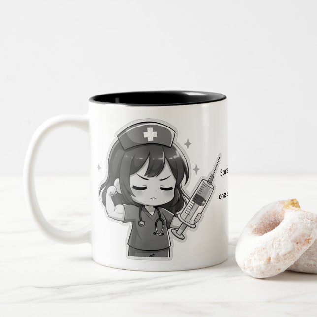 Original Chibi Nurse - Medical Power Two-Tone Coffee Mug (With Donut)