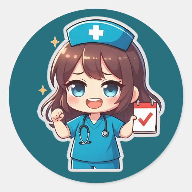 Original Chibi Nurse - Nursing Life Classic Round Sticker (Front)