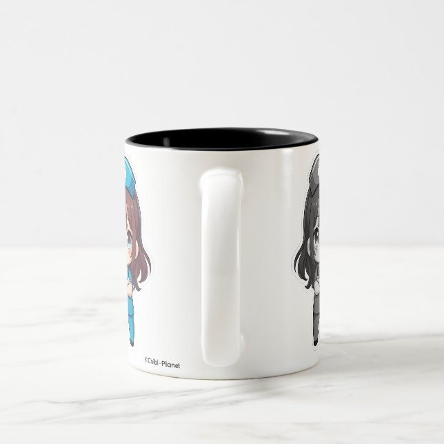 Original Chibi Nurse - Professional Calm Two-Tone Coffee Mug (Handle)