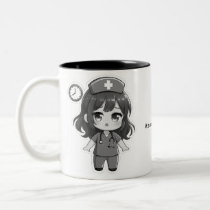 Original Chibi Nurse - Racing Against Time Two-Tone Coffee Mug