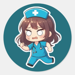 Original Chibi Nurse - The Hectic Shift Classic Round Sticker
