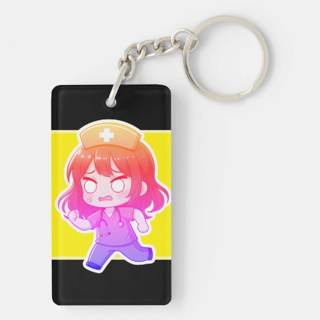 Original Chibi Nurse - The Hectic Shift Key Ring (Back)