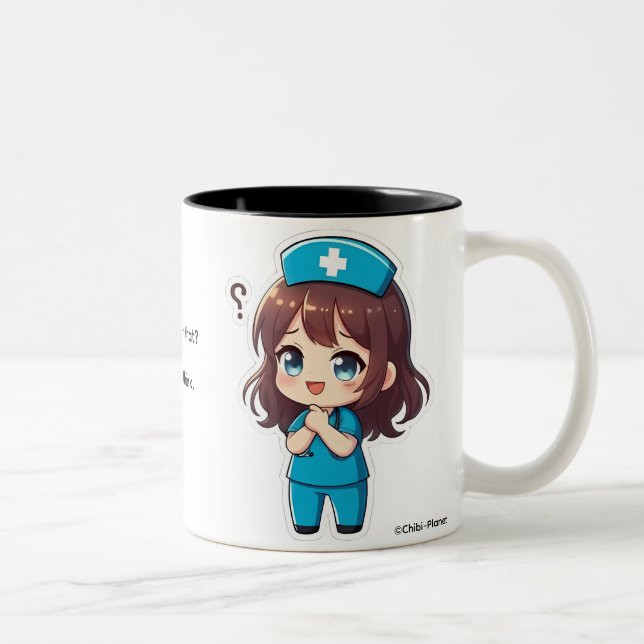 Original Chibi Nurse - The Questioning Moment Two-Tone Coffee Mug (Right)