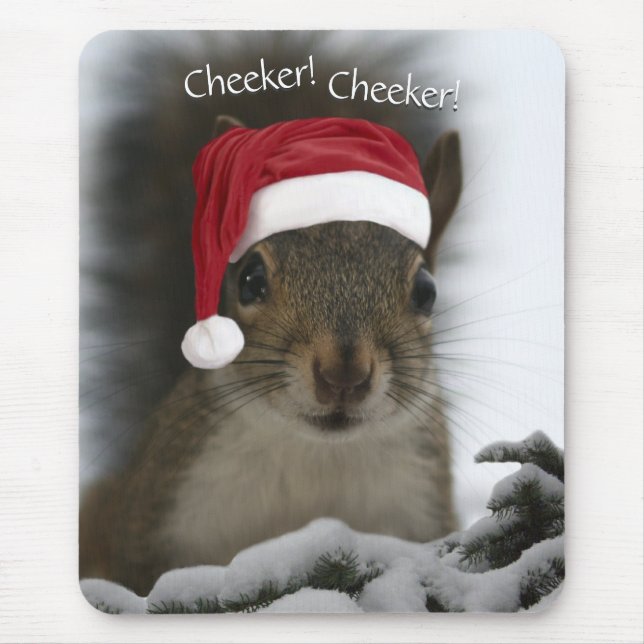 Original Christmas Santa Squirrel Wearing Hat Mouse Mat (Front)