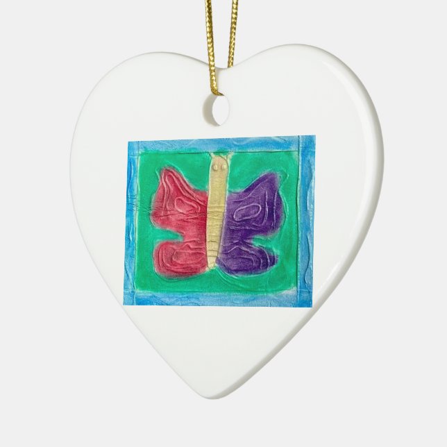Original Colourful Butterfly, Young Artist |  Ceramic Tree Decoration (Left)