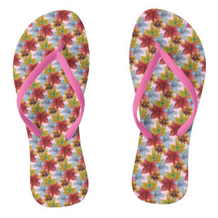 original colourful lily flower pattern floral flip flops