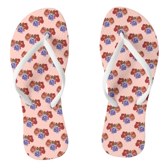 original colourful rose flower pattern floral flip flops (Footbed)