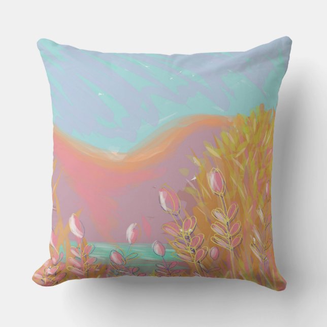 Original Contemporary “The Lake” Artwork  Cushion (Front)