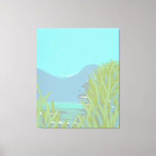 Original Contemporary “The Lake” Triptych Artwork  Canvas Print