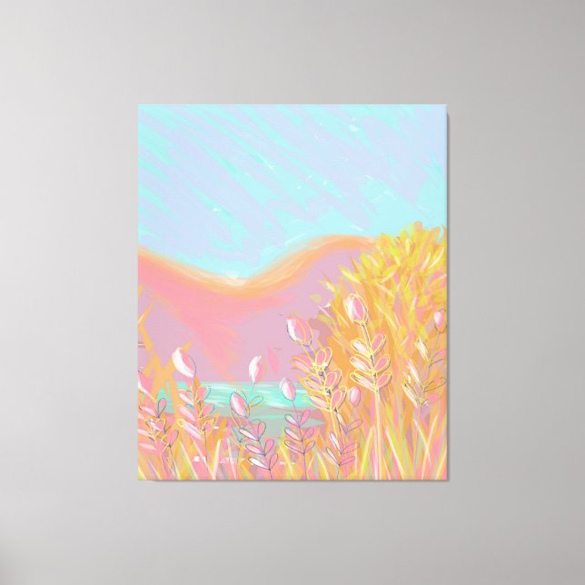 Original Contemporary “The Lake” Triptych Artwork  Canvas Print (Front)