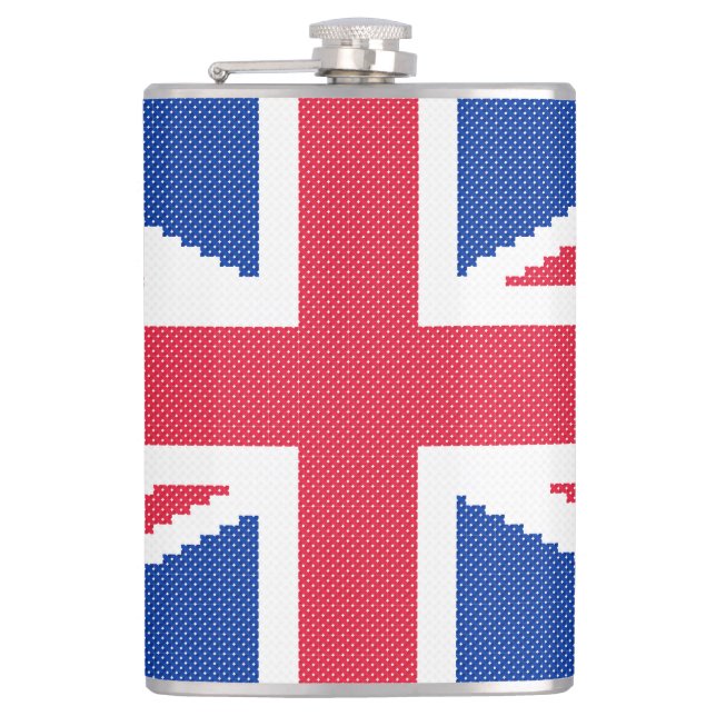 Original cross-stitch design Union Jack Hip Flask (Front)