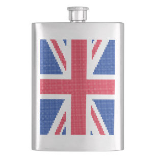 Original cross-stitch design Union Jack Hip Flask