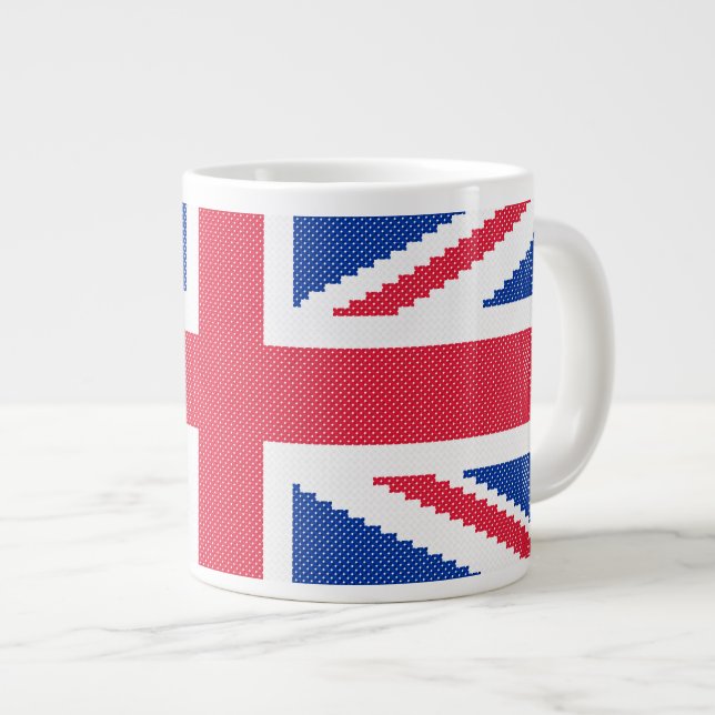 Original cross-stitch design Union Jack Large Coffee Mug (Front Right)