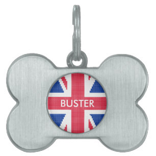 Original cross-stitch design Union Jack Pet Name Tag