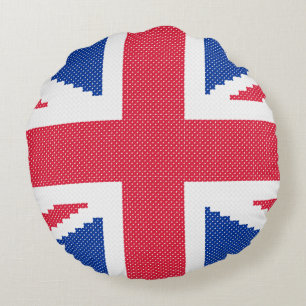 Original cross-stitch design Union Jack Round Cushion
