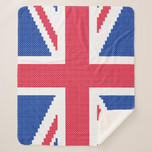 Original cross-stitch design Union Jack Sherpa Blanket